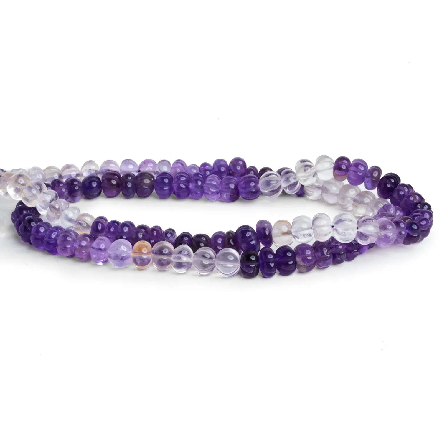 6-7mm Shaded Amethyst Carved Melons 18 inch 101 beads