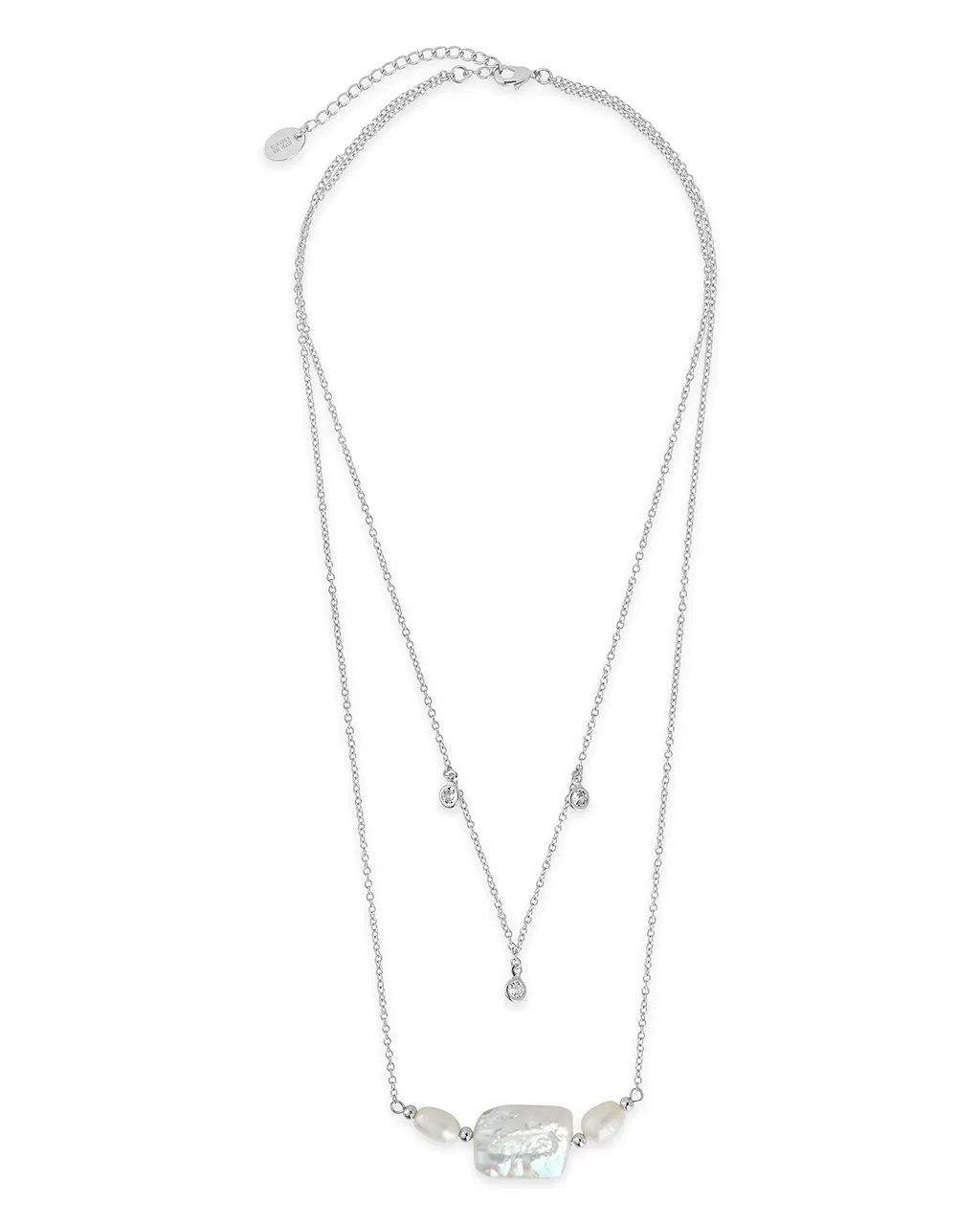 Bezel CZ and Pearl Layered Necklace