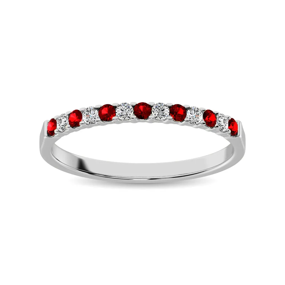 Diamond Machine Band 1/4 ct tw  Alternate Garnet and Diamond 14K White Gold