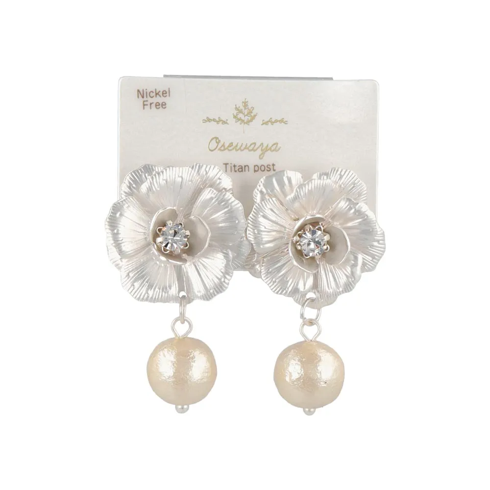 Flower Cotton Pearl Earrings