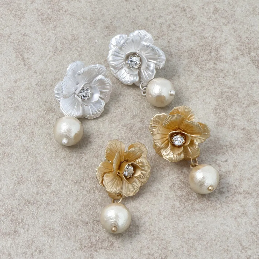 Flower Cotton Pearl Earrings