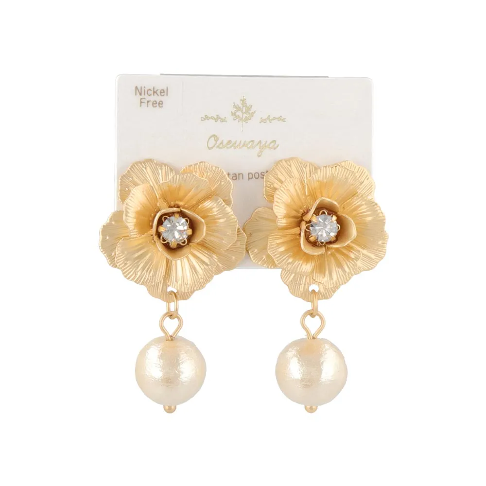 Flower Cotton Pearl Earrings