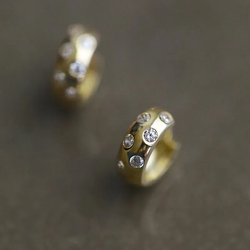 Inlaid Vintage Gold Hoop Earrings for Women Statement Jewelry