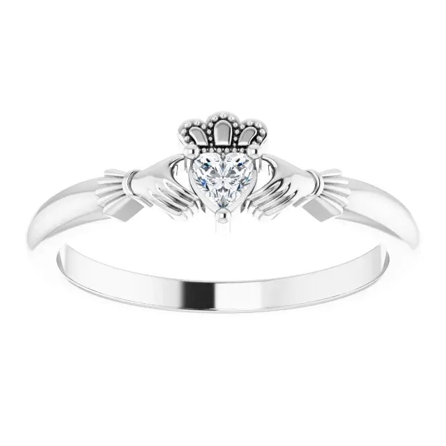 Sterling Silver Stuller Lab-Grown Moissanite™ Claddagh Ring